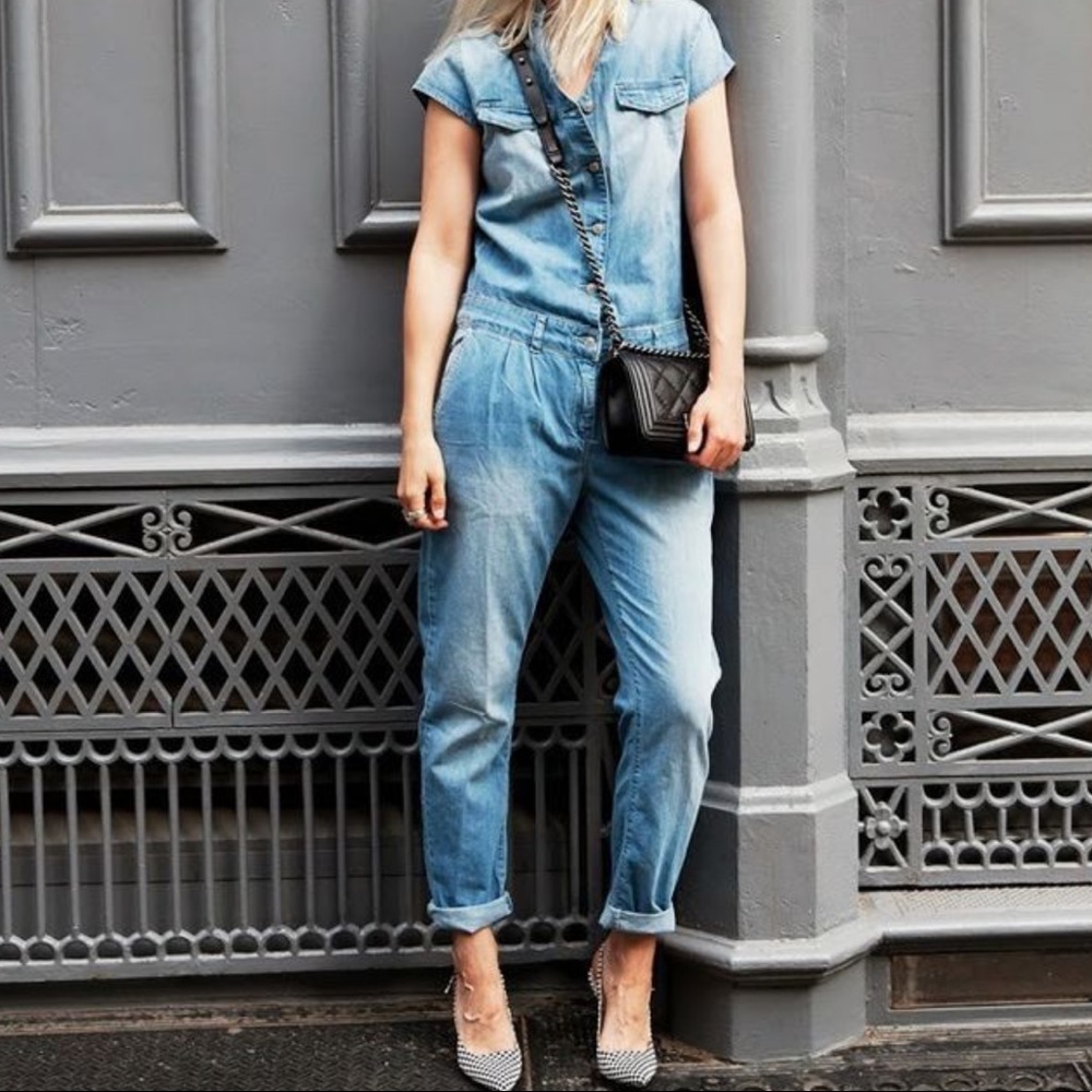 Zara Short Sleeve Denim Jumpsuit - Picture 2 of 5